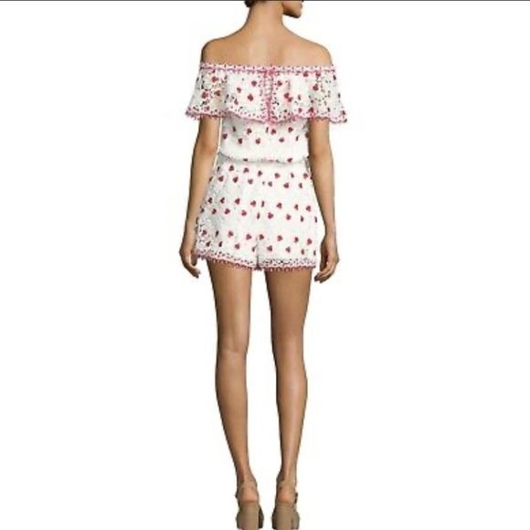 Alexis Clive lace floral off the shoulder shorts romper playsuit 3055 - Picture 3 of 12